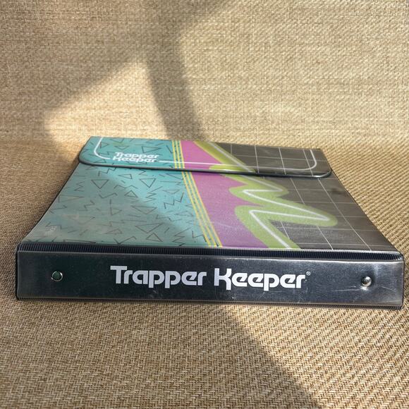 Mead Trapper Keeper Binder Retro Geometric Design 2000s with Folders - Picture 3 of 14